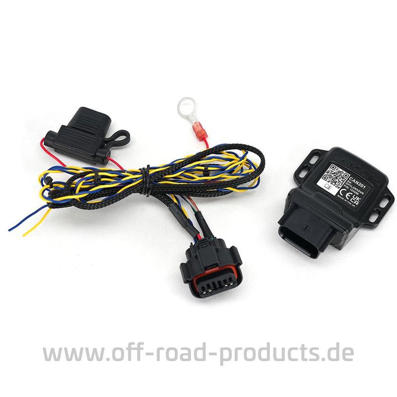 Komplettset bestehend aus Canny Interface und Kabelbaum zur Ansteuerung von Zusatzscheinwerfern über CAN-Bus.