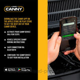 Darstellung der CANNY.LZR App als Steuerungstool zur Programmierung und Synchronisierung per Smartphone.