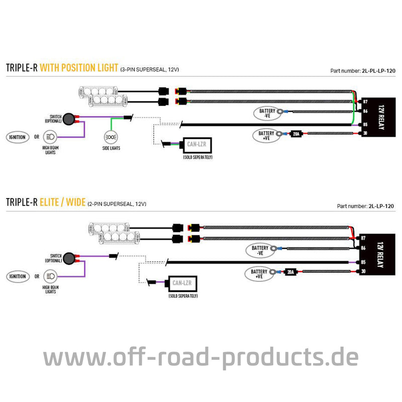 Lazer Lamps Triple R 750 Elite Fernscheinwerfer Kit für Ford Ranger Tremor / XL / XLT P703 Anschlussplan