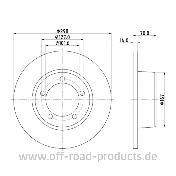Mintex Bremsscheiben MDC436 S-298-5 für Land Rover – solide, Ø 298 mm