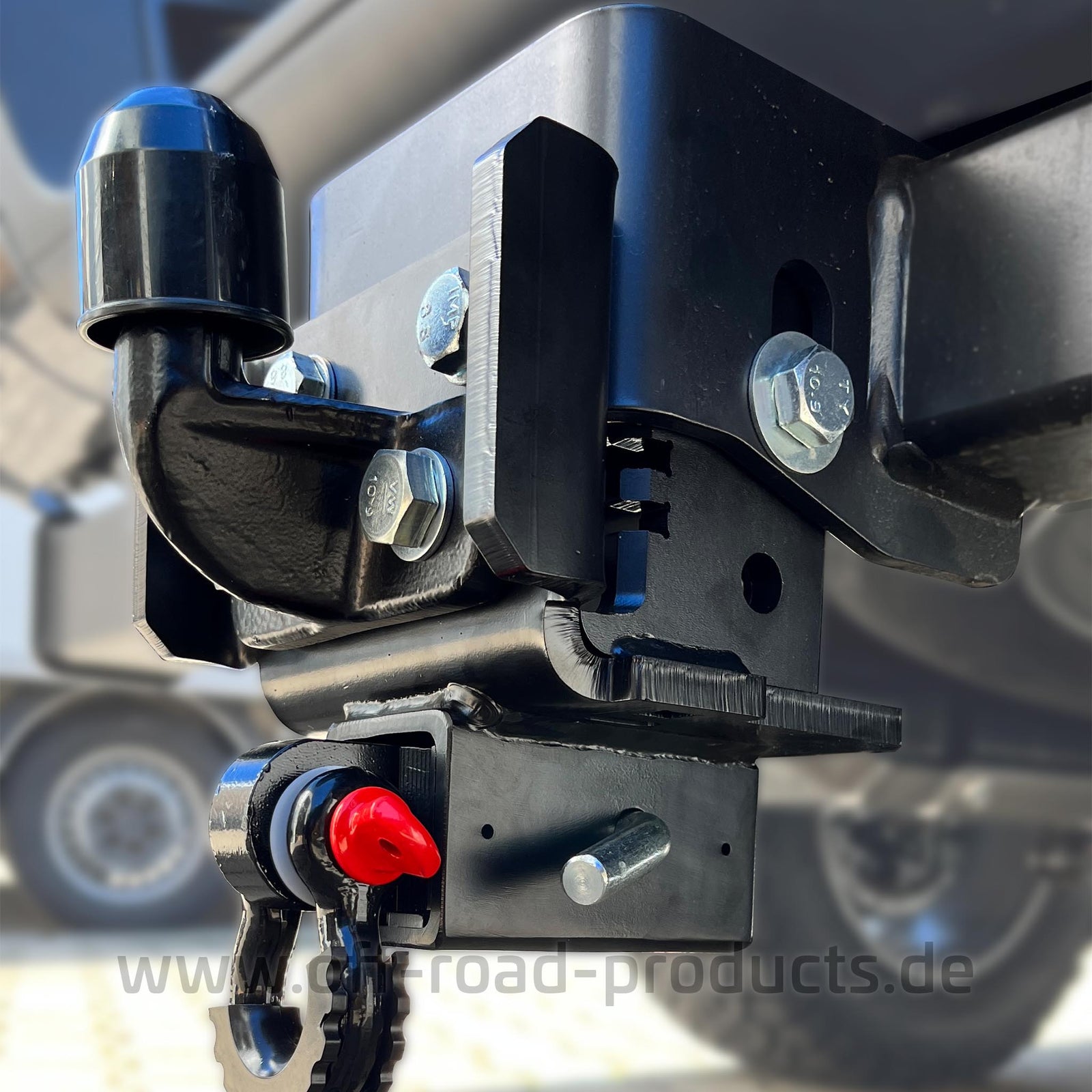 Hhenverstellbare AHK-Adapterplatte mit 2-Zoll Einschub fr Ford Ranger 2AB   ORP4x4