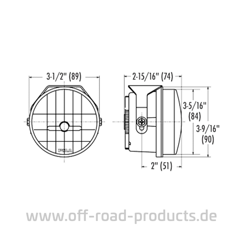 Scheinwerferkit PIAA LP530 LED mit Gitter Abmessungen