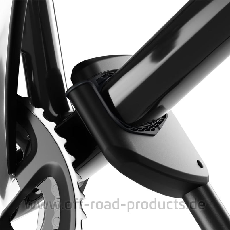 Thule ProRide 598 Black Edition - Sichere Befestigung – Die Verlängerung am Unterteil der Rahmenhalter-Klaue verhindert ein Umkippen des Fahrrads 